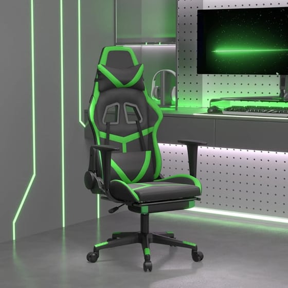 Καρέκλα Gaming VIDAXL 345437 με Υποπόδιο από Τεχνητό Δέρμα - Μαύρο image 10