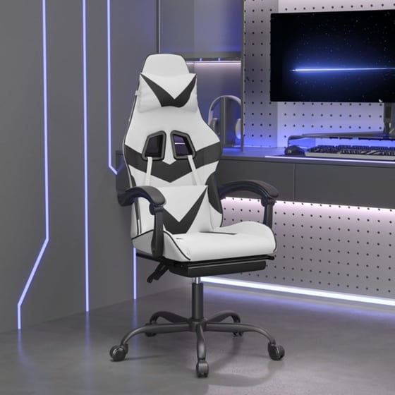 Καρέκλα Gaming VIDAXL 349565 με Υποπόδιο από Τεχνητό Δέρμα - Μαύρο image 10