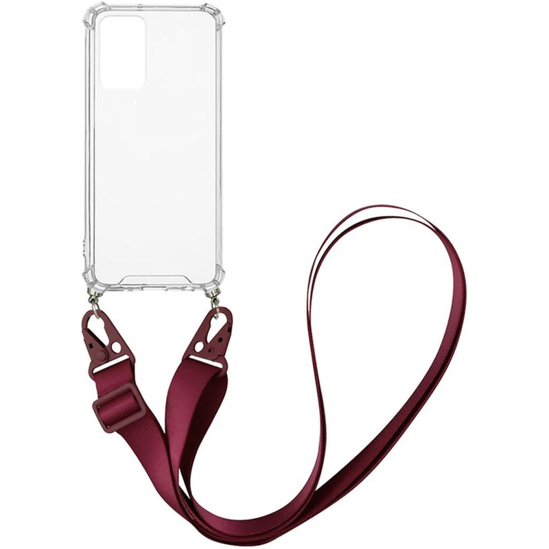 Θήκη Xiaomi Redmi Note 10 Pro - Sonique Armor Σιλικόνη Με Strap Μπορντό - Clear