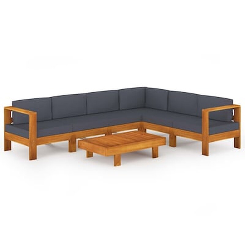 Σετ Σαλόνι Κήπου Vidaxl από Μασίφ Ξύλο Ακακίας με Μαξιλάρια 7 Τμχ - Ανθρακί