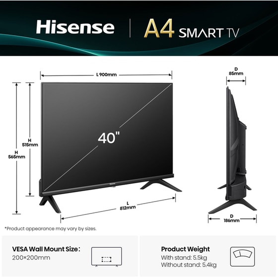 Hisense LED 40" Full HD Smart Τηλεόραση 40A4Q image 2