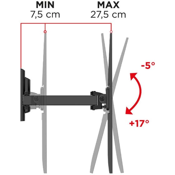 Βάση Τηλεόρασης Επιτοίχια Meliconi Flatstyle FR400 Μονού Βραχίονα με Ρύθμιση Κλίσης για 40"-65" έως 35 kg image 2