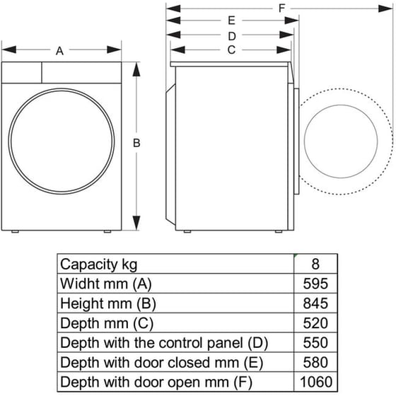 HISENSE DH3S802BW2 8 kg με Αντλία Θερμότητας Λευκό με WiFi Στεγνωτήριο Ρούχων image 5