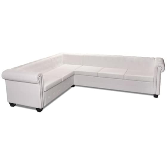 Γωνιακός Εξαθέσιος Καναπές VidaXL Chesterfield 260x205cm - Λευκό image 2