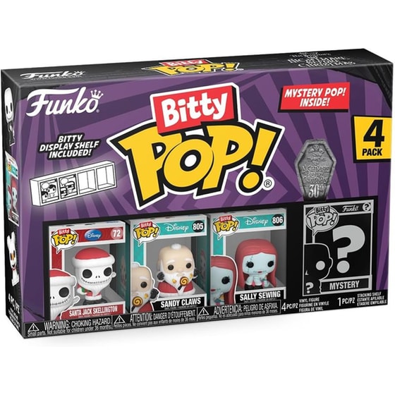 Funko Bitty Pop! Disney - Santa Jack Skellington, Sandy Claws, Sally Sewing and Mystery Chase 4-Pack image 1