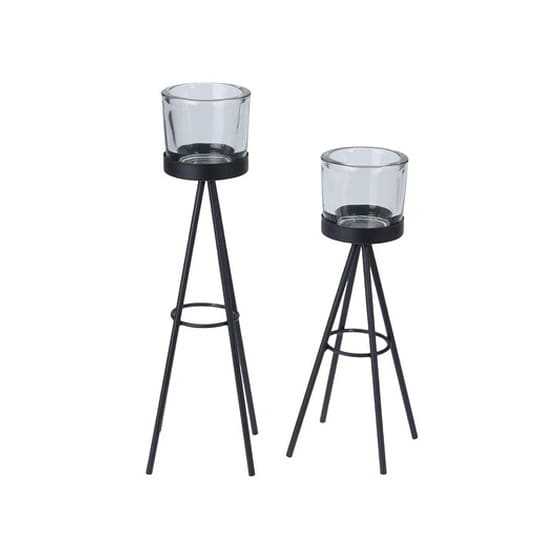 Σετ Κηροπήγια Μεταλλικά 2 Τμχ 19 cm/24cm - Μαύρο image 1