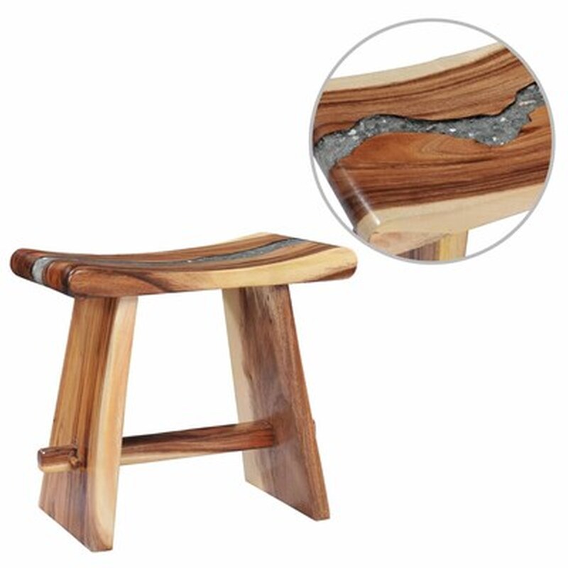 Σκαμπό Σαλονιού Vidaxl Μασίφ Ξύλο Suar Και Συνθετική Ρητίνη