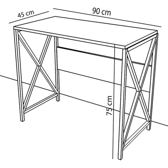 Γραφείο ArteLibre Casilda από Μοριοσανίδα/Μέταλλο 75x90x45cm -  Μαύρο με Όψη Μαρμάρου image 3