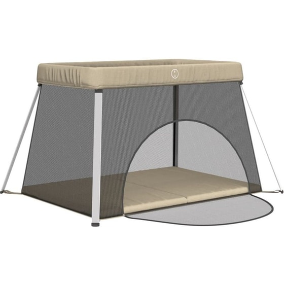 Παρκοκρέβατο VidaXL με Στρώμα Μπεζ Γκρι image 2