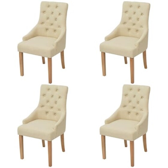 Καρέκλες Τραπεζαρίας Vidaxl Υφασμάτινες 4 Τμχ -  Κρεμ image 1