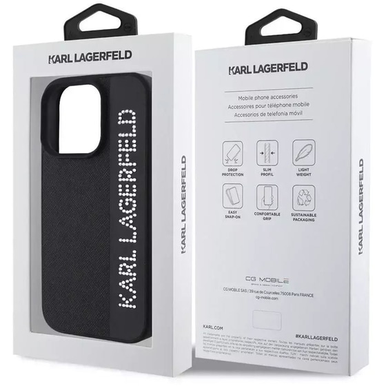Θήκη Apple iphone 16 Pro - Karl Lagerfeld Saffiano Rhinestones And Charm - Μαύρο image 5