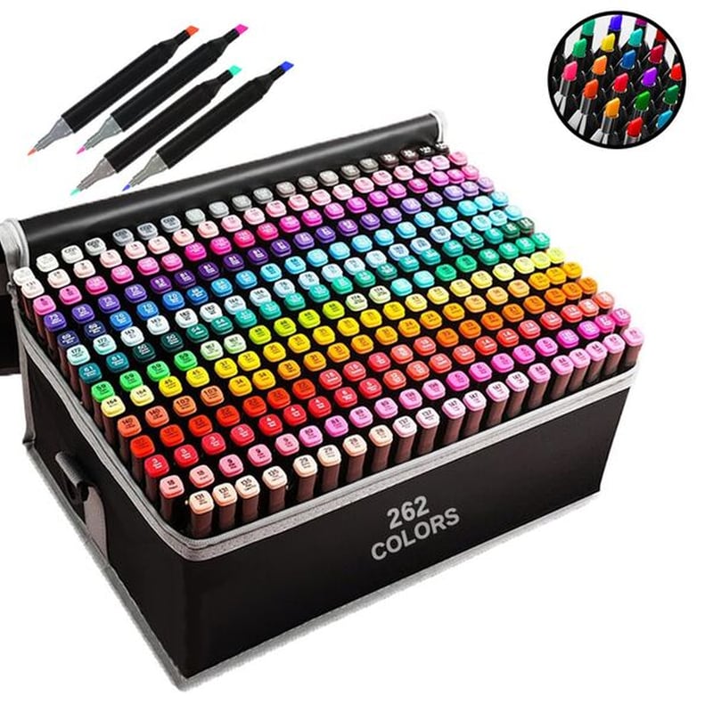 Μαρκαδόροι Ζωγραφικής με Διπλή Μύτη και Θήκη Μεταφοράς σε 262 Χρώματα