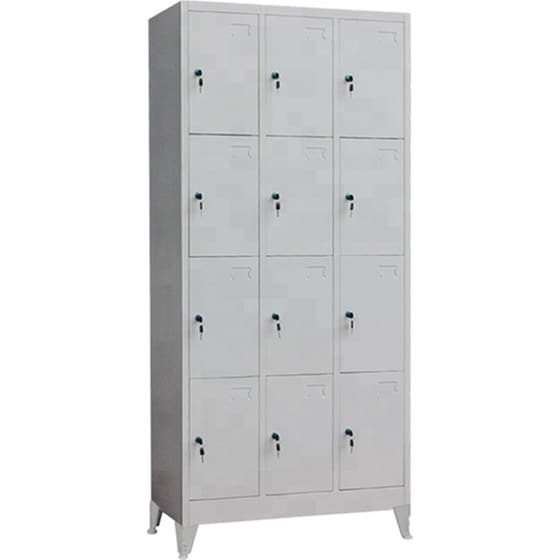 Μεταλλική Ντουλάπα - Φοριαμός (locker) 90x40x195cm 12 Θέσεων Με Ρυθμιζόμενα Πόδια 42kg Γκρι Ανοικτό Steelen image 0