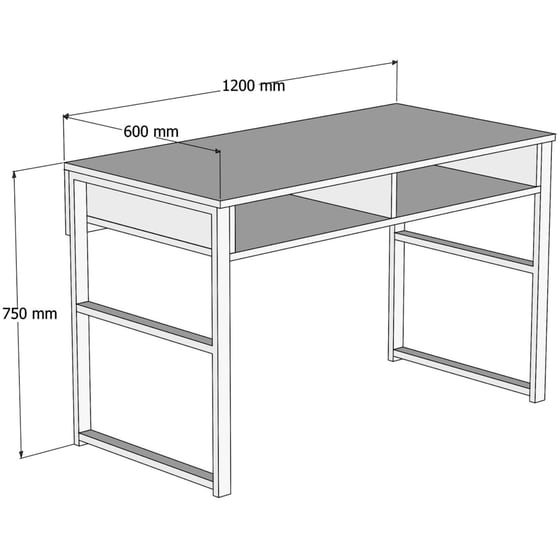 Γραφείo Μελέτης 24Mall Brescia από Μοριοσανίδα 120x60x72 cm - Μπεζ/Μαύρο image 3