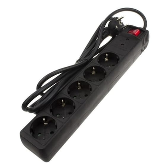 Πολύπριζο Ασφαλείας Powertech Pt-881 5 Θέσεων 1.5m - Μαύρο image 0