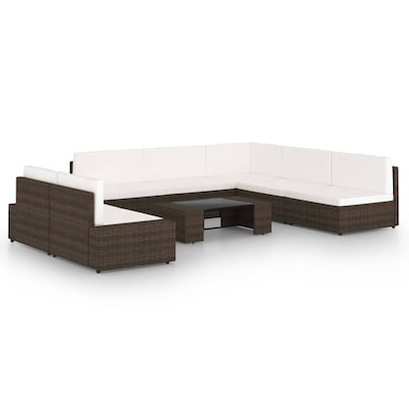 Vidaxl Σαλόνι Κήπου 8 Τεμαχίων Καφέ Από Συνθετικό Ρατάν Με Μαξιλάρια