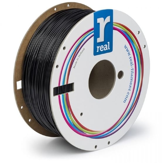 Real Filaments νήμα 3D εκτυπωτή PETG - 1kg 1.75mm - Μαύρο image 1