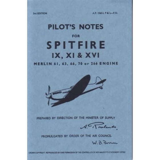 Spitfire IX, XI & XVI Pilot Notes image 0