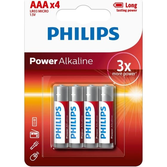 Philips Power Αλκαλικές Μπαταρίες AAA 1.5V 4τμχ (LR03P4B/10) (PHILR03P4B-10) image 0