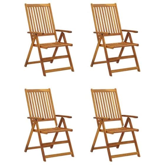 Vidaxl Καρέκλες Κήπου Ανακλινόμενες 4 Τεμ. Ξύλο Ακακίας Με Μαξιλάρια image 2