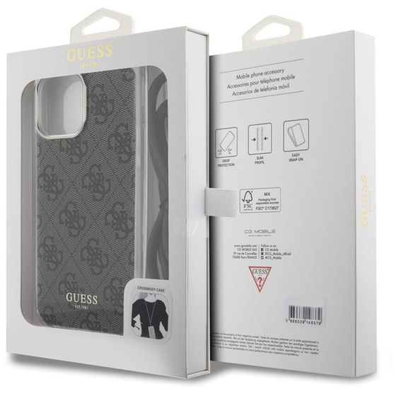 Θήκη Apple iPhone 15 Pro Max - Guess 4g Logo Collection Crossbody Hard Case με Script Metal Logo - Μαύρο image 4