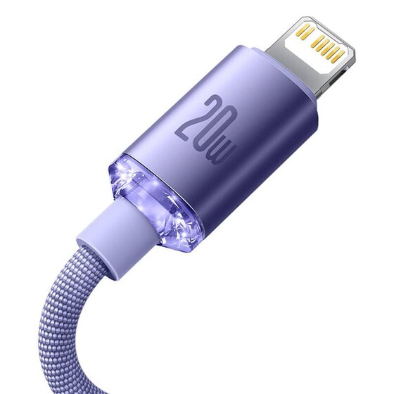 Καλώδιο δεδομένων Baseus Crystal Shine Usb-C to Lightning 20W 1.2m - Μωβ image 4