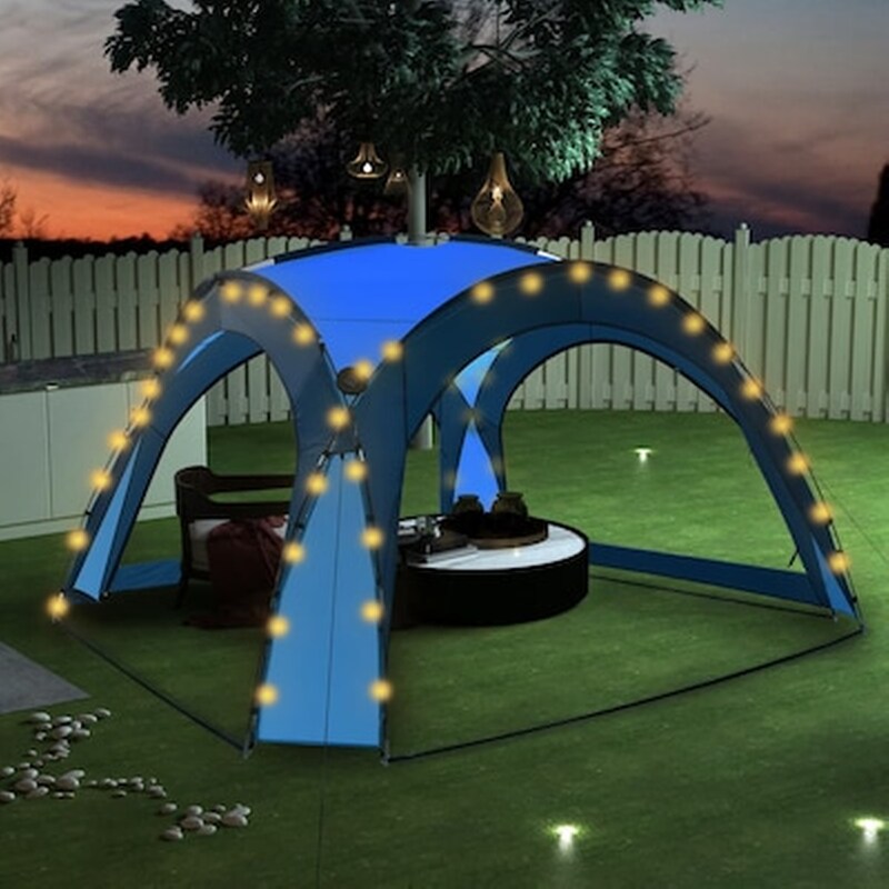 VIDAXL Vidaxl Τέντα Εκδηλώσεων Με Led Και 4 Τοιχώματα Μπλε 3,6x3,6x2,3 Μ.