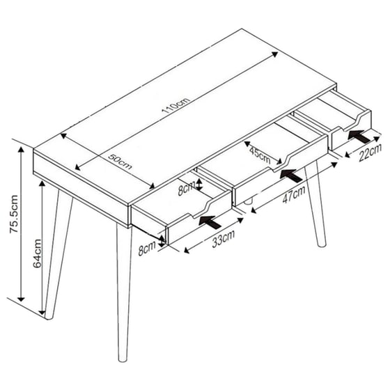 Γραφείο με Συρτάρια Liberta Artic από Μελαμίνη 110x50cm - Sonoma/Φυσικό image 3