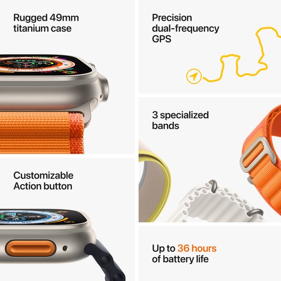Apple Watch Ultra Titanium 49mm GPS + Cellular - Yellow/Beige Trail Loop S/M image 6