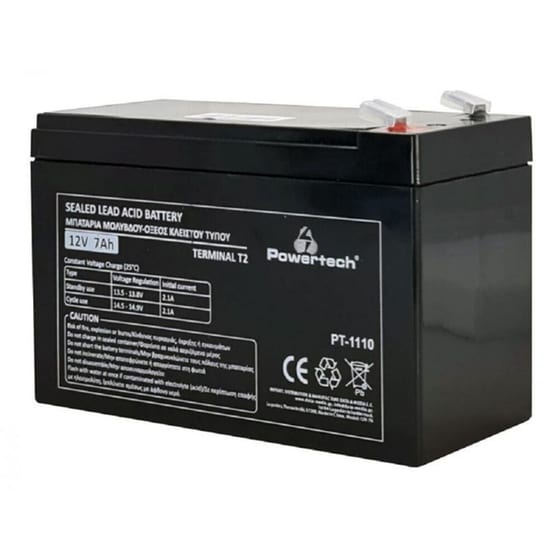 Μπαταρία Powertech T2 με Χωρητικότητα 7Ah και Τάση 12V PT-1110 Μαύρο image 0
