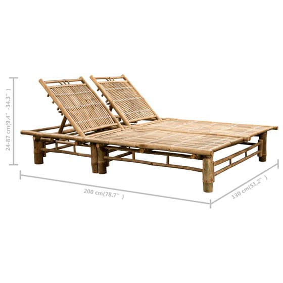 Ξαπλώστρα VidaXL από Μπαμπού 200x130x24-87 cm - Κόκκινη/Καφέ image 12