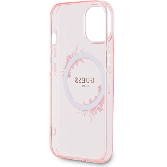 Θήκη Apple iPhone 15 - Guess Flowers Wreath Collection Magsafe Hard Case - Ροζ image 4