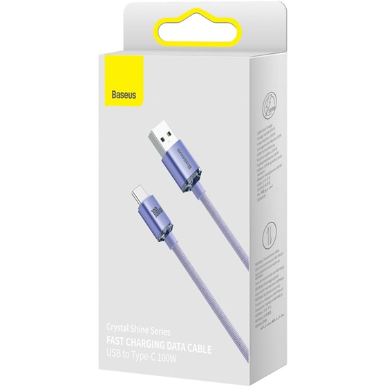 Καλώδιο δεδομένων Baseus Crystal Shine Series Usb to Usb-C 100 W 2m - Lilac image 4
