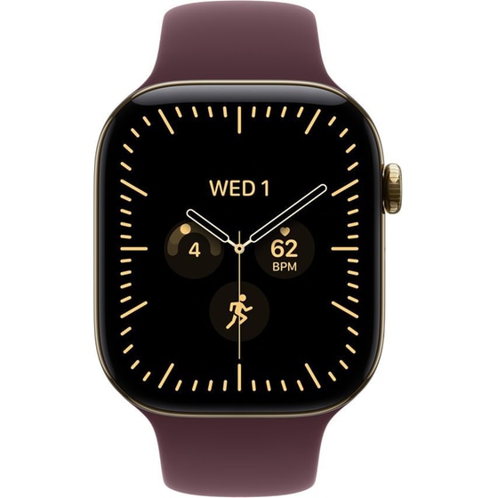 Apple Watch Series 12 GPS + Cellular 46mm Radiant Gold Titanium Case with Burgundy Sport Band - S/M image 2