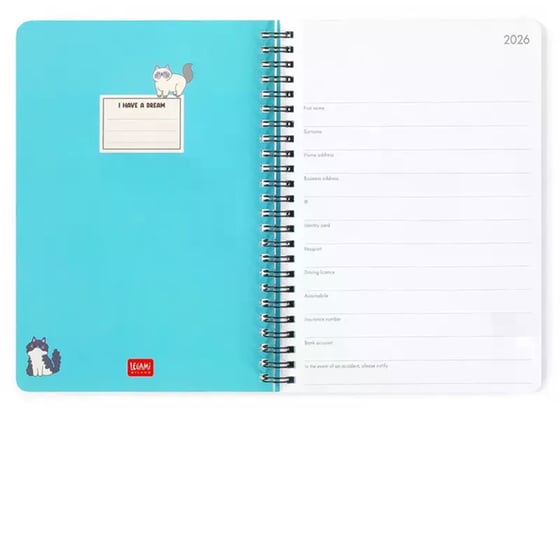 Ημερολόγιο Εβδομαδιαίο Legami 2026 12Μ Large Spiral Kitty image 1