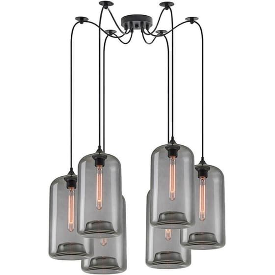 Φωτιστικό Οροφής Πολύφωτο Homelighting Feint 77-8786 Γυάλινο/Μεταλλικό - Γκρι/Μαύρο image 0