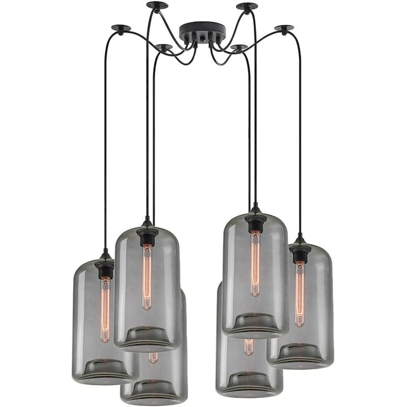 HOMELIGHTING Φωτιστικό Οροφής Πολύφωτο Homelighting Feint 77-8786 Γυάλινο/Μεταλλικό - Γκρι/Μαύρο