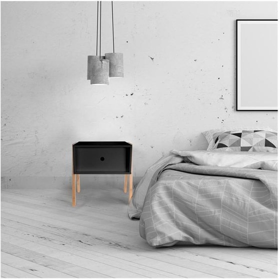 Κομοδίνο με Συρτάρι Home Deco Factory από Mdf Hd3727 44x35x45.3 cm - Μαύρο image 3