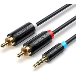 VENTION Καλώδιο Ήχου BCLBL 1x 3.5mm Jack Male σε 2x RCA Male 10 m Μαύρο