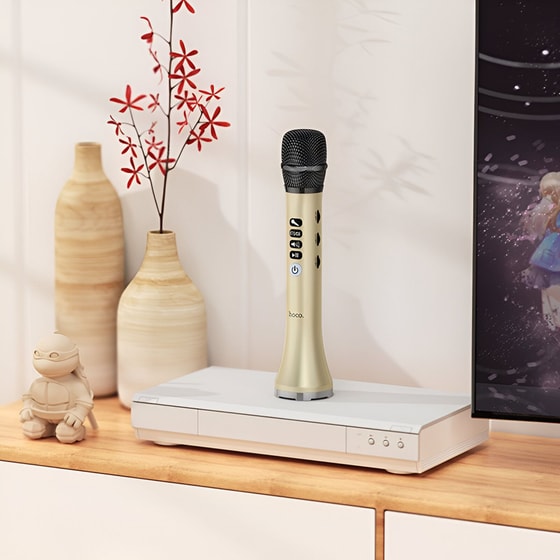 Ασύρματο Μικρόφωνο Karaoke Hoco BK9 Singing 15 W - Χρυσό image 2