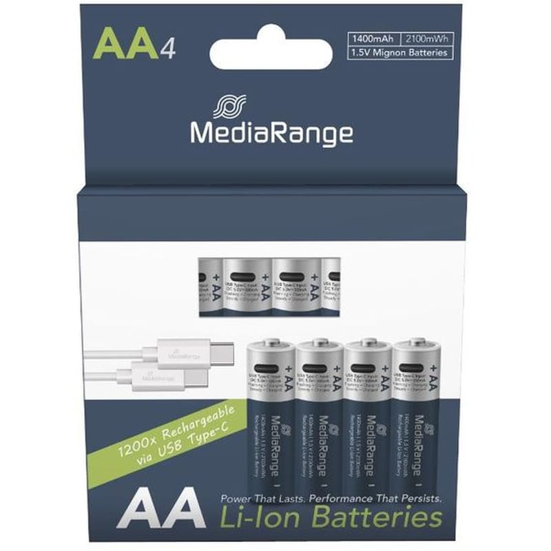 MediaRange Επαναφορτιζόμενες Μπαταρίες AA Li-ion 1400mAh 1.5V 4τμχ