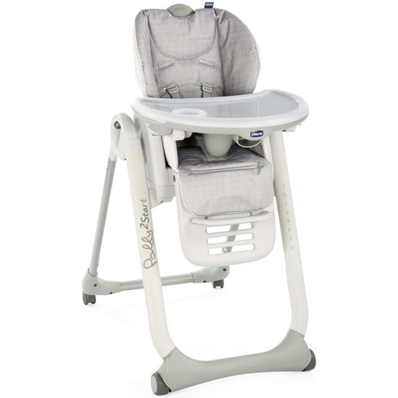 Chicco Καρεκλάκι Φαγητού Polly 2 Start Αναδιπλούμενο Happy Silver image 0