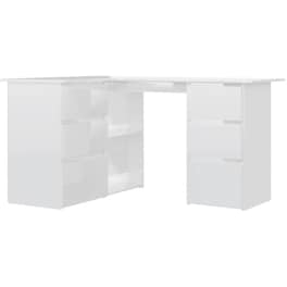 Γραφείο Γωνιακό VidaXL από Μοριοσανίδα 145x100cm - Γυαλιστερό Λευκό