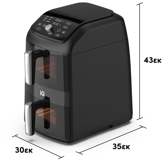 IQ AF-008 με Διπλό Αποσπώμενο Κάδο 2470 W 11 L Μαύρο Φριτέζα Αέρος image 5
