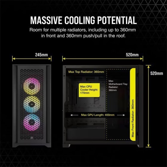Corsair Mid Tower Atx Case Icue 5000d Rgb Windowed Airflow Tempered Glass - Black - Cc-9011242-ww image 6
