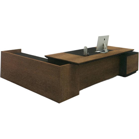 Γραφείο Γωνιακό Woodwell Proline C56160 από Μοριοσανίδα 220x200cm - Καρυδί/Μαύρο image 2