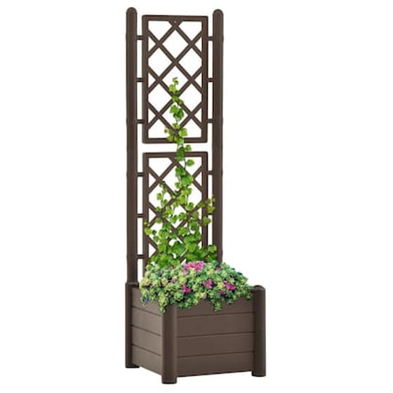 Vidaxl Ζαρντινιέρα Κήπου Με Καφασωτό Μόκα 43x43x142 Εκ. Πολυπροπυλένιο image 1