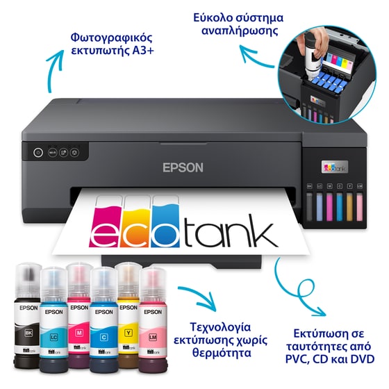 Epson EcoTank L8050 Έγχρωμος Φωτογραφικός Εκτυπωτής Inkjet A4 με WiFi (C11CK37402) image 1