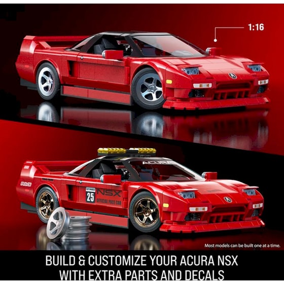 Mattel Hot Wheels Brick Shop Σετ Κατασκευής Elite Series ’90 Honda Acura NSX 1:16 (876 Κομμάτια) (JFT17) image 5