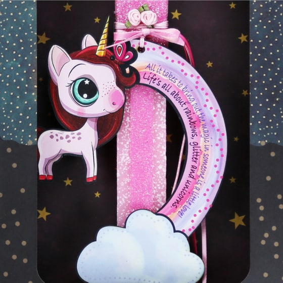 Λαμπάδα SYNCHRONIA Μονόκερος Rainbow Πεταλούδα image 1